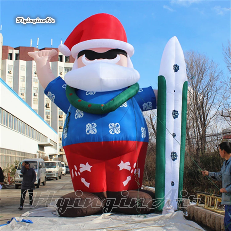 Christmas Outdoor Giant Advertising Inflatable Santa Claus Balloon Holding A Surfboard For Winter Decoration Clause Aliexpress