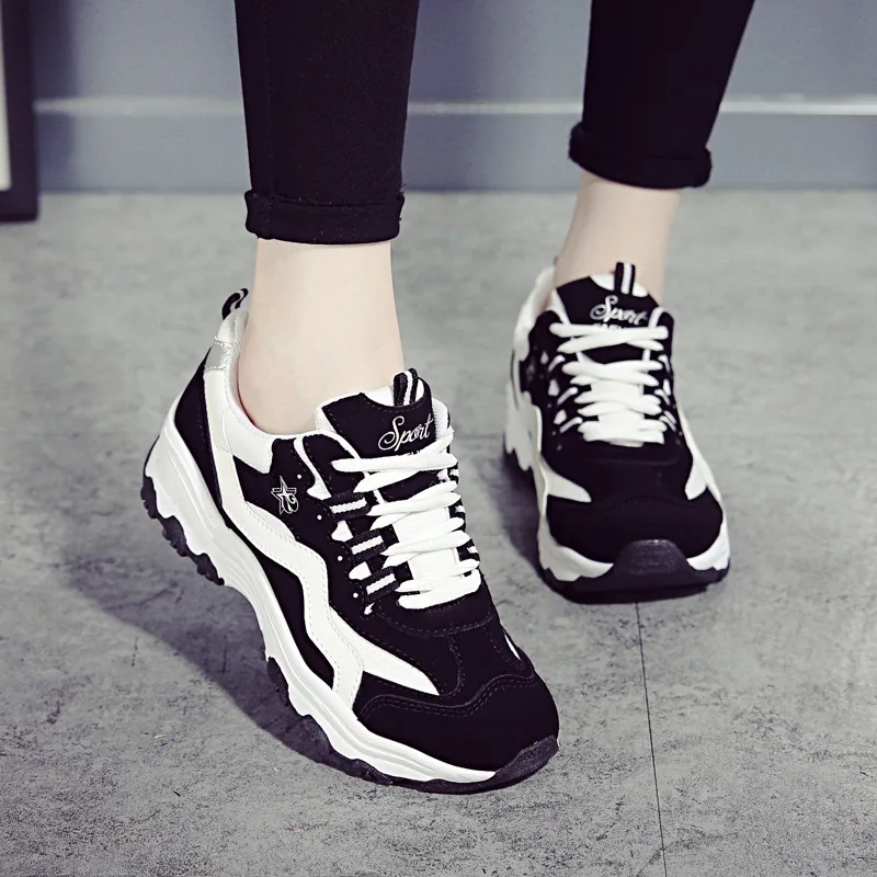 

QWEDF 2019 Fashion Women Sneakers Platforms Woman Spring/Summer Casual Shoes Increased Soft Bottom Sneakers Shoes F9-73