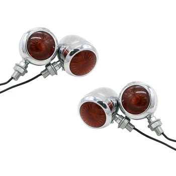 

4Pc Chrome Motorcycle Turn Signal Light Led Motor Lamp Bulb For Cafe Racer