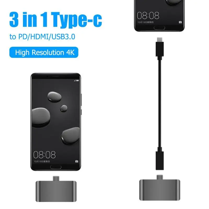 3 в 1 USB C к PD/HDMI/USB3.0 адаптер 4K видео дисплей Тип C конвертер для ноутбука планшет MacBook для переключателя Nod