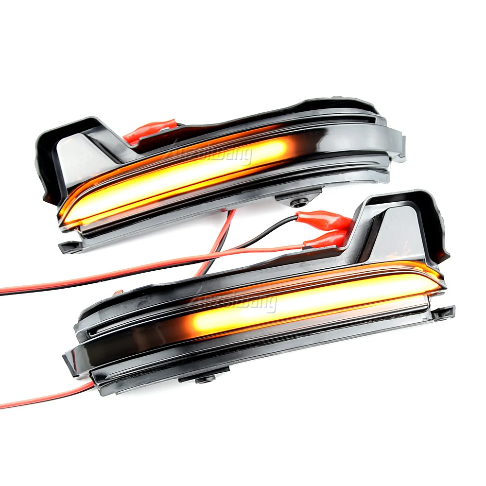2Pcs Dynamic LED Rearview Mirror Streamer Turn Signal Lights Car Yellow Flowing Water Side Lights For Skoda KODIAQ/ KAROQ 17-20