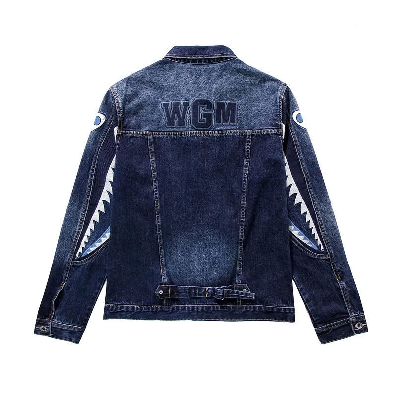 

Japanese-style Popular Brand Industrial Embroidered Letters Teeth Pattern Jacket Men'S Wear Trend Jeans Coat