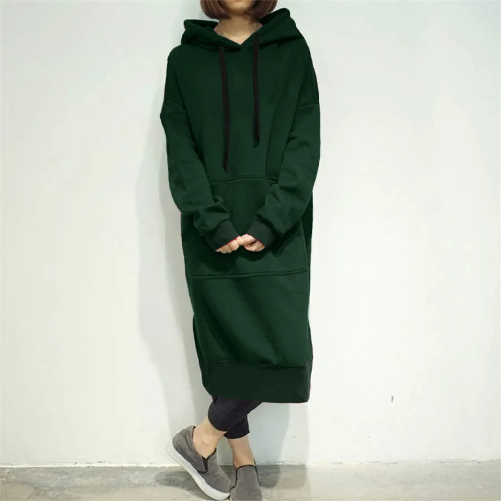 Ropa mujer bluza damsk толстовки женские зимние теплые негабаритных балахон мешковатый пуловер негабаритных толстовка женское длинное платье