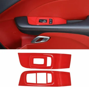 

2pcs Car Window Lift Switch Panel Cover Trim Decor Red For Dodge Challenger 2015-2019 Car Sticker Car Styling