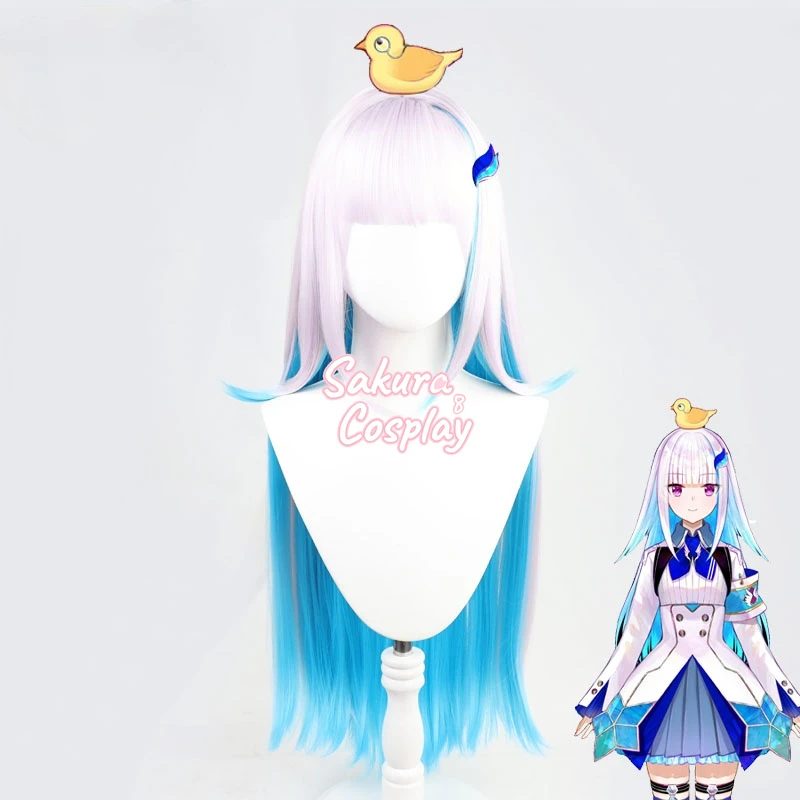 

VTuber Lize Helesta Hololive Youtuber Cosplay Pink Blue Mixed Long Straight Heat Resistant Synthetic Hair Halloween + Wig Cap