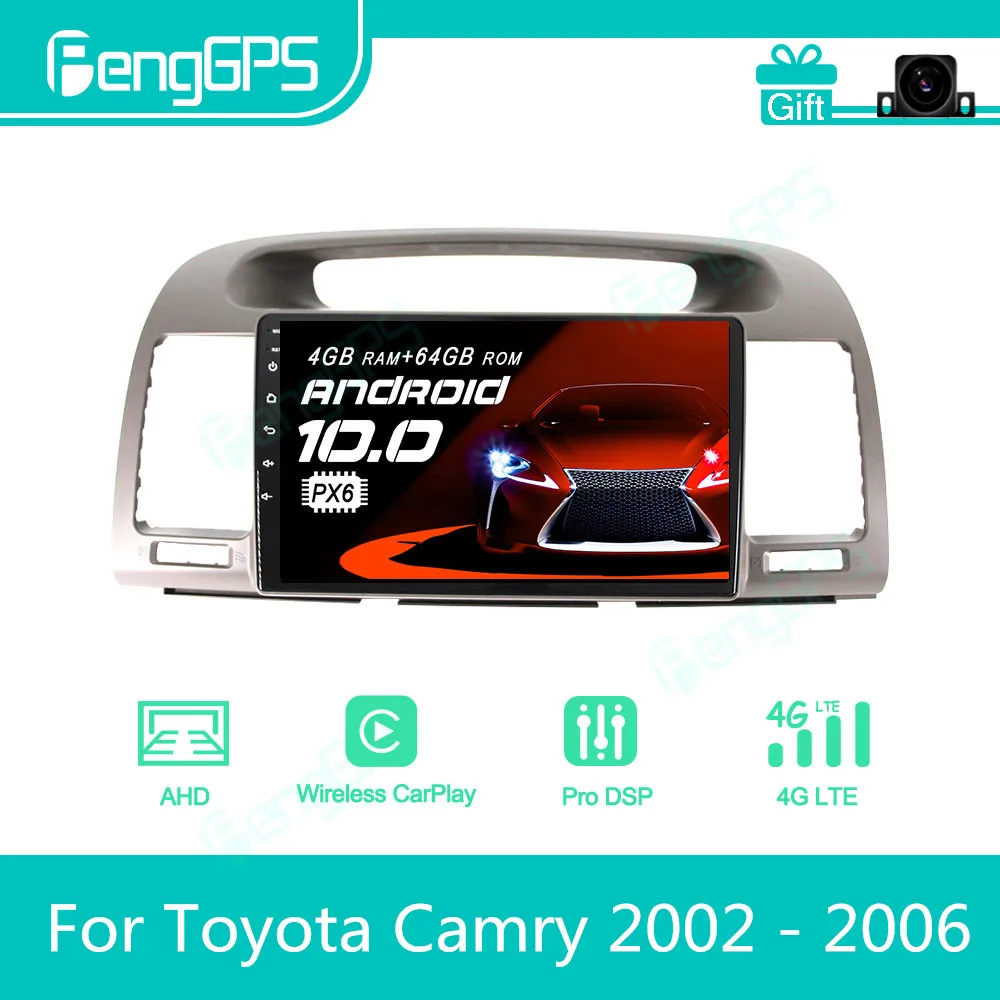 

Автомагнитола для Toyota Camry 2002-2006, Android, стерео, мультимедийный плеер, 2 Din, Авторадио, GPS-навигация, дисплей PX6