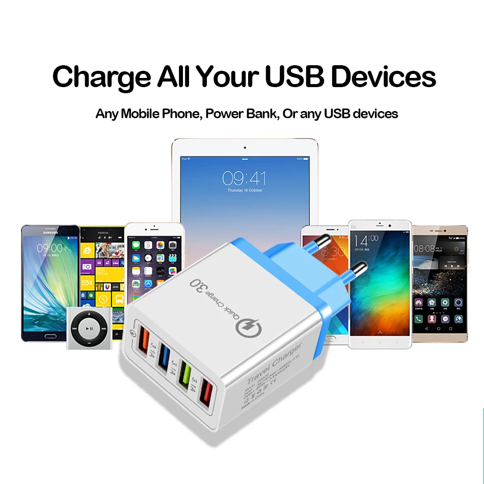 CinkeyPro зарядное устройство с 4 портами USB для Samsung/iPhone/Huawei стены мобильного телефона 5 V/3.5A Универсальный адаптер быстрой зарядки