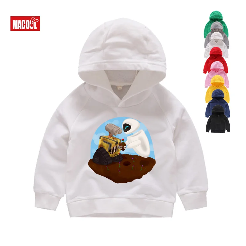 Wall-E Eve/забавные мужские толстовки с капюшоном с роботом из мультфильма мужские новые дышащие толстовки с капюшоном зимние толстовки с длинными рукавами, размеры От 2 до 8 лет, Детская футболка - Цвет: BaBy Hoodies