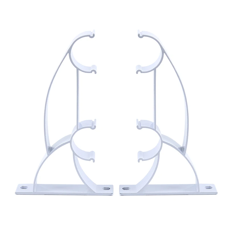 2 Pcs Hanging Curtain Hanging Rod Clamp Hooks Burtain Pole Bracket Double Rod Holder Rack Heavy Duty Metal Durable Base