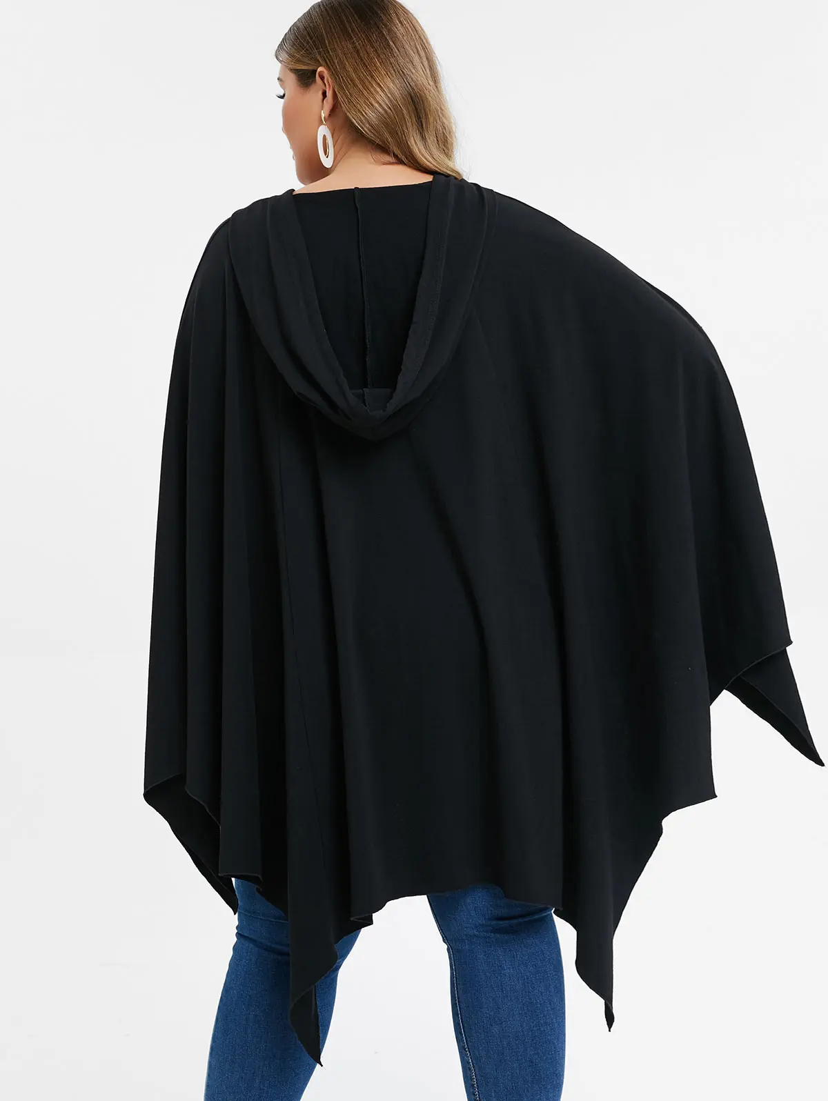 ROSEGAL, большой размер, 5XL, длинная туника, с капюшоном, плащ, футболка, женская, на молнии, с капюшоном, с рукавом, плащ, Свободный Топ в готическом стиле, Женское пальто