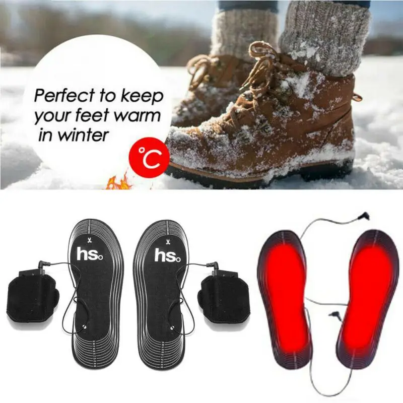 Unisex Winter Warm Carbon Fiber Electric Heating Insole Battery Power Heating Insole 4.5V outdoor Strap Heating Insole