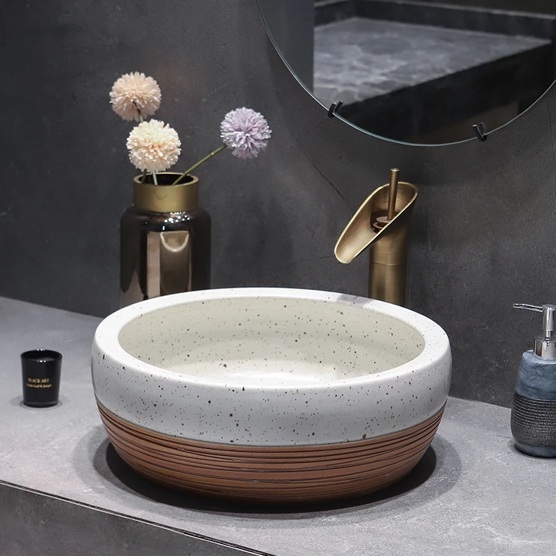 

42*15cm Bowl Art Ceramic Countertop WashBasin Oval European Bathroom Shampoo Sinks Washbasin Wash Hand Basins