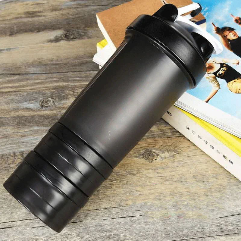3 Слои шейкеры для протеиновых коктейлей бутылка тройной хранения герметичность