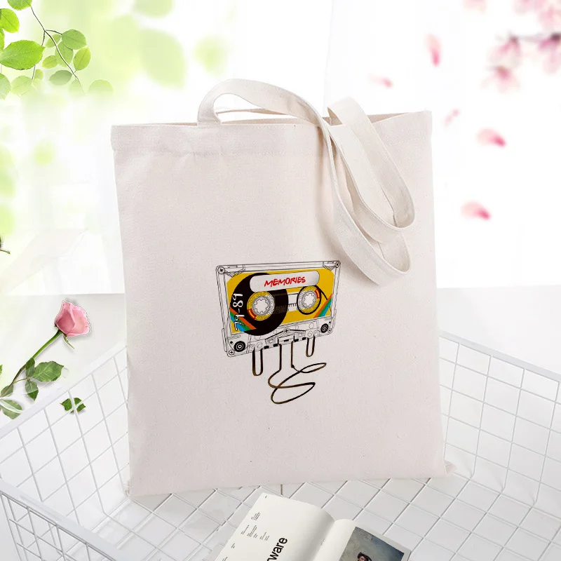 Сумка с ретро узором, Холщовая Сумка, повседневное использование, текст, сделай сам, пользовательский принт, логотип, эко многоразовая хозяйственная сумка, переработка