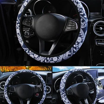 

Car Steering Wheel Cover Elephant Printed Elastic Band Without Loop Car Accessories Car Styling Ethnic Style Car Decor 37-38CM