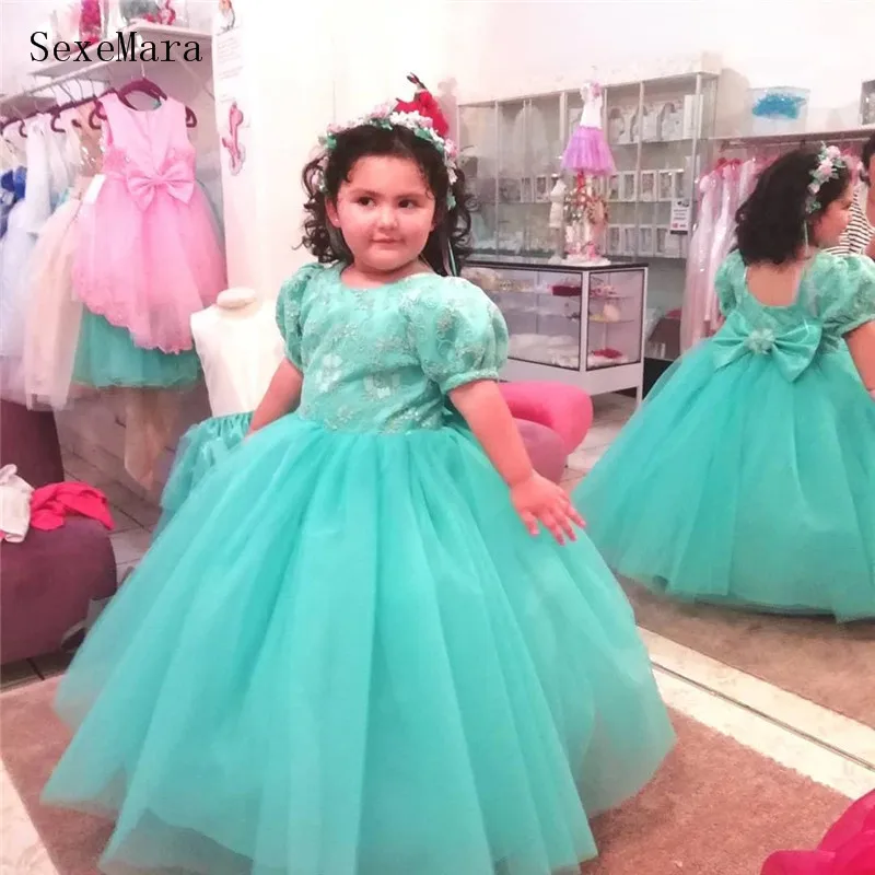 

Customized Puffy Tulle Little Princess Birthday Dress Costume Infant Kids Clothes Wedding Party Dress Size 2 4 6 10 12Y