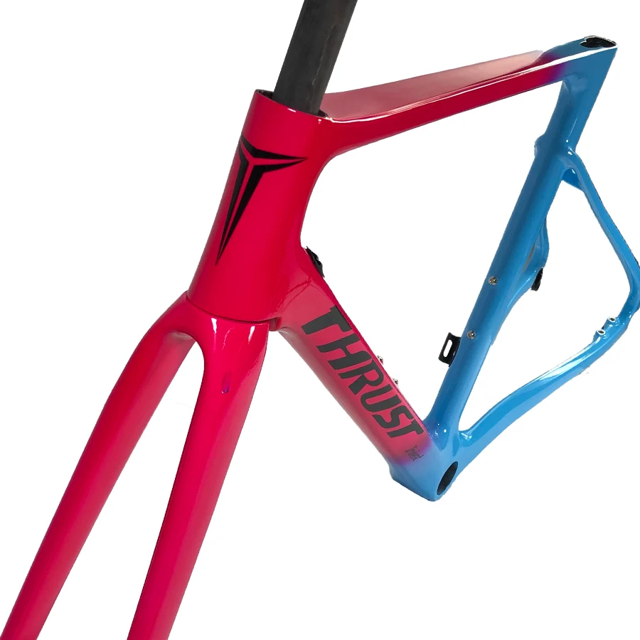 THRUST Super new Frame Red-blue gradient Full Carbon Frame Carbon Road Disc brake Bike Frame include 2 years warranty
