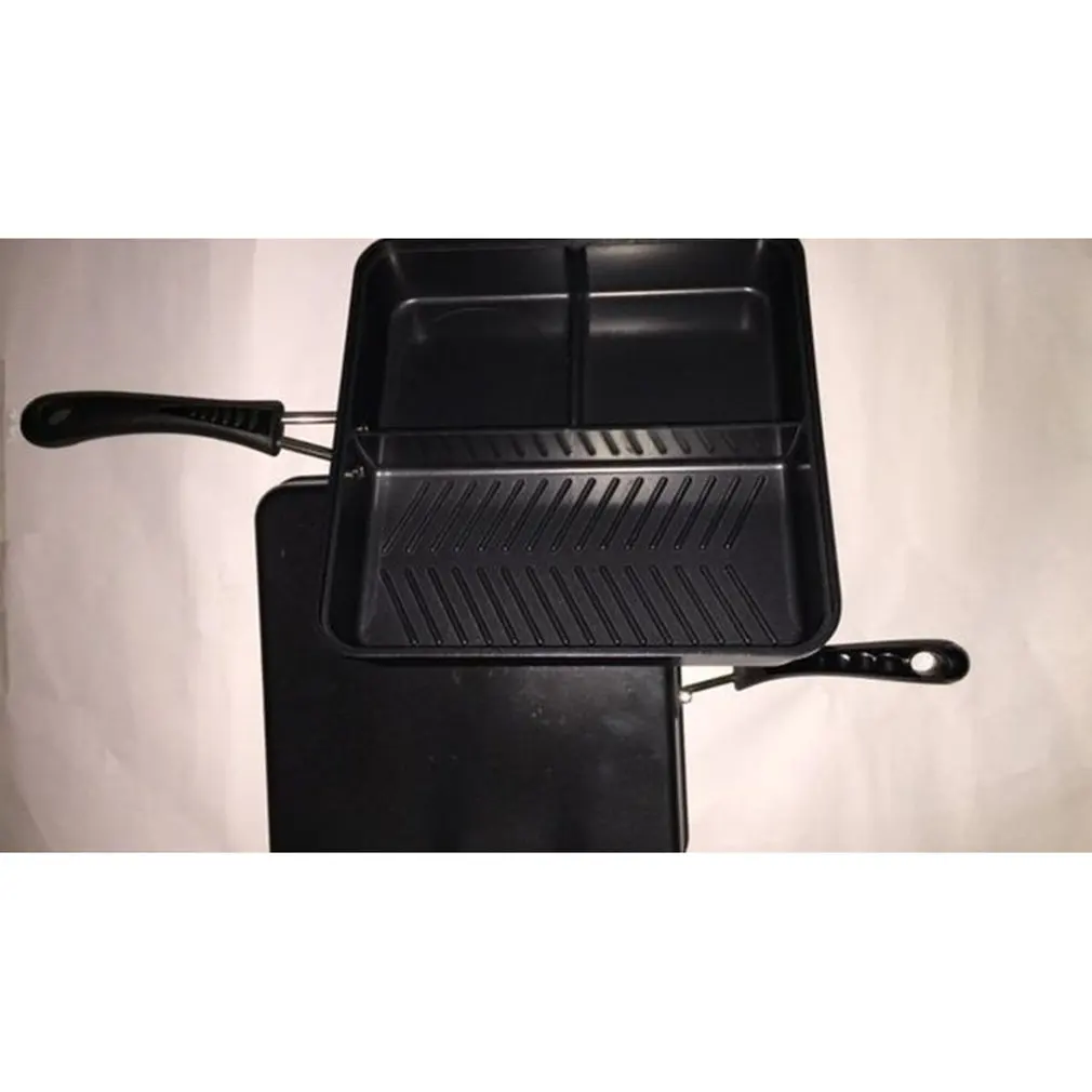 Компактный 3 Way Multi раздел сковородка для жарки Карпов кормовым рыболовные снасти Кемпинг Nonstick Pan квадратный Плита