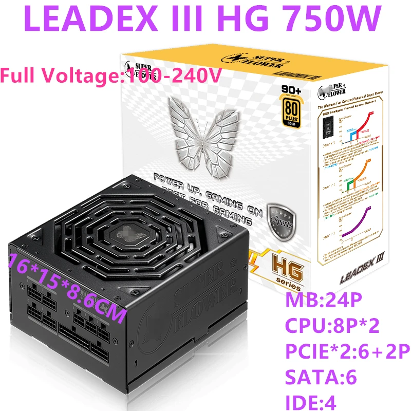 New PSU For Super Flower 80plus Gold Full Modular RTX2080 Game Mute Power Supply 750W/650W Power Supply LEADEX III HG 750W/650W