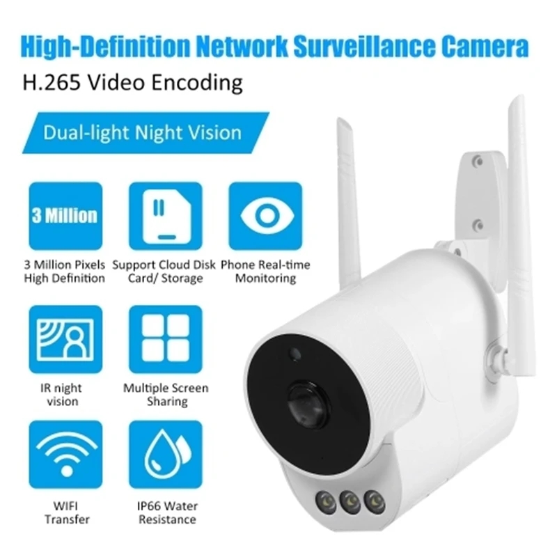 

MOOL VRT-V11 Multifunctional 3MP WIFI IP Camera Outdoor CCTV Dual-Light Night Vision Network Surveillance Webcam Sensitive Motio