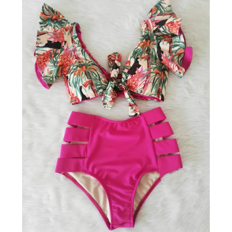 High Waist Bikini Set Swimwear Women Swimsuit Sexy Push Up Biquini Ruffle Bikinis Floral Printed Feminino 2020 Bathing Suit High Waist Bikini Set Swimwear Women Swimsuit Sexy Push Up Biquini Ruffle Bikinis Floral Printed Feminino 2020 Bathing Suit