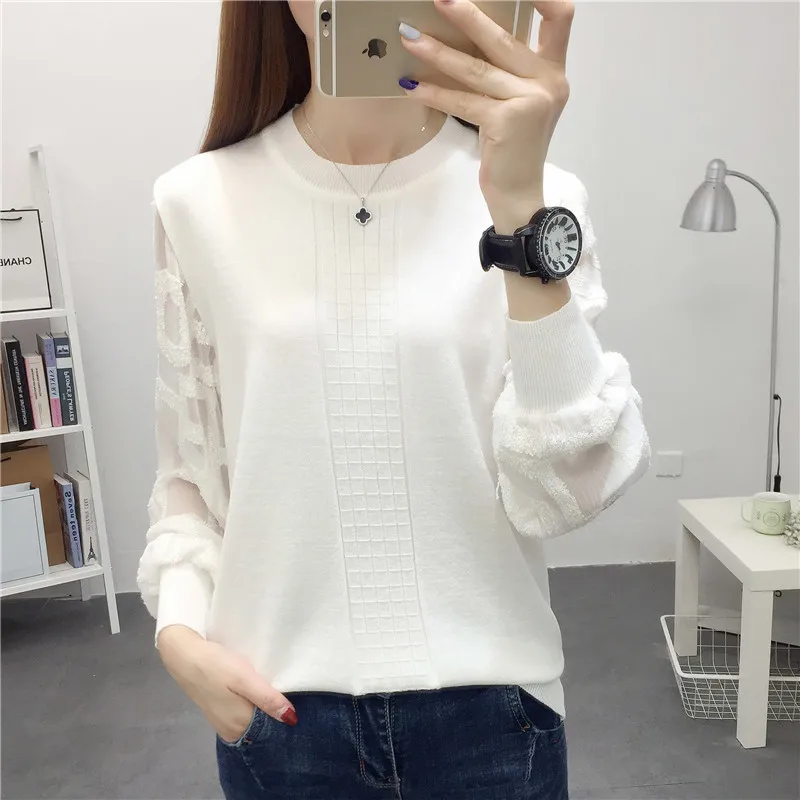 2021 Real Sale Feminino Sweater Women Poncho Knitted Ladies Loose Pullover Lantern Sleeve Lace Autumn Dress | Женская одежда