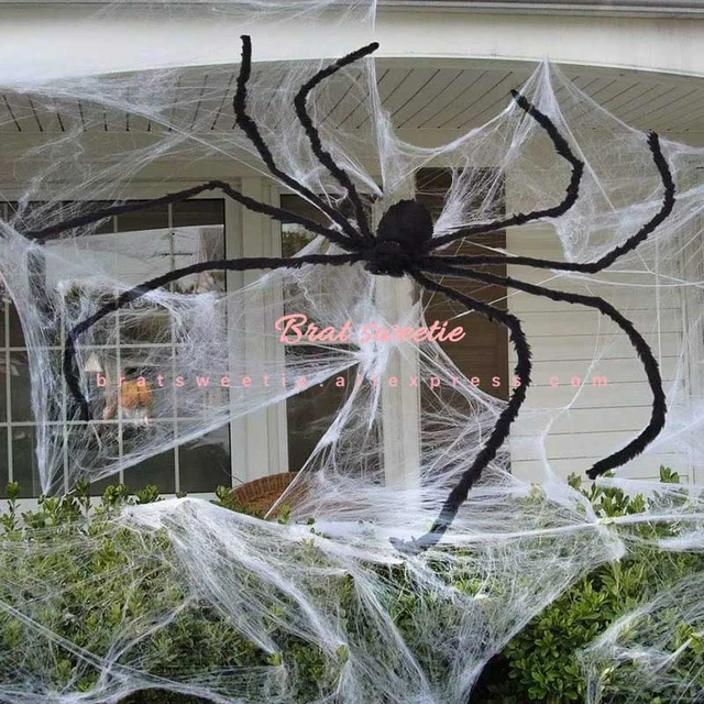 Ragnatele artificiali di ragno finto gigante di Halloween con 20 ragni finti  ragnatele elastiche oggetti di