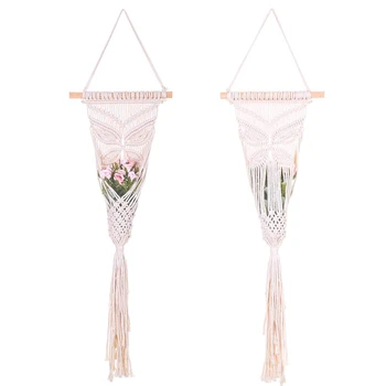 

Plant Hanger Wall Art,Handmade Flower Pot Holder Cotton Rope Indoor Outdoor,Butterfly Pattern,Boho Home Decor