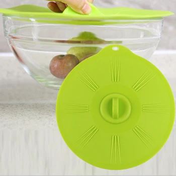 

Transparent Green Silicone Lid-bowl Pan Cooking Pot Lid Silicone Pan Spill Stopper Cover circular Kitchen Gadgets