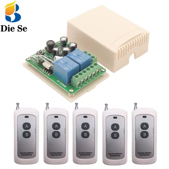 

433MHz Remote Control Switch 220V 10A 2CH rf Relay Receiver and Transmitter 500m remote for Electric curtain and garage Control