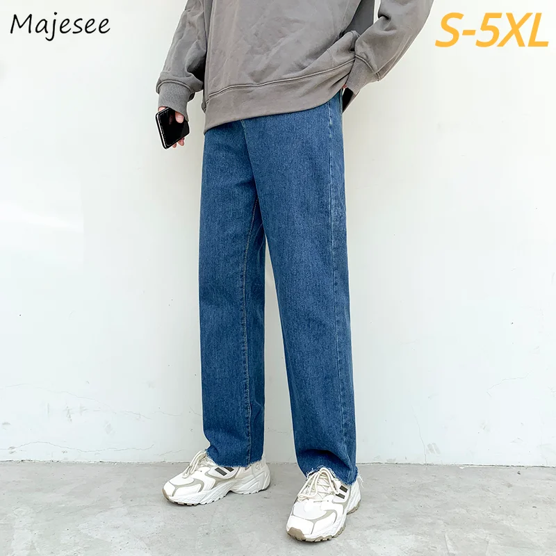 Los hombres pantalones vaqueros de mezclilla pantalones de talla grande S-5XL BF Harajuku calle acogedor adolescentes de Moda de Primavera recta de piel-Línea de prendas de vestir suelta