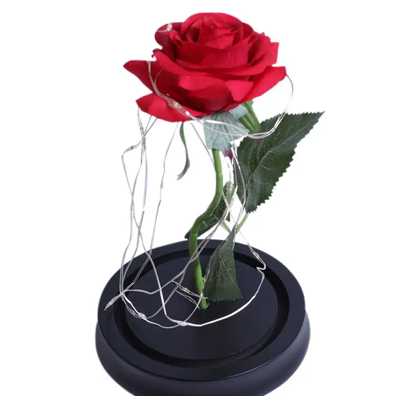 День Святого Валентина Galaxy Rose Flower USB Powered светодиодный светильник в стеклянном куполе на деревянной основе(в комплект не входит батарея