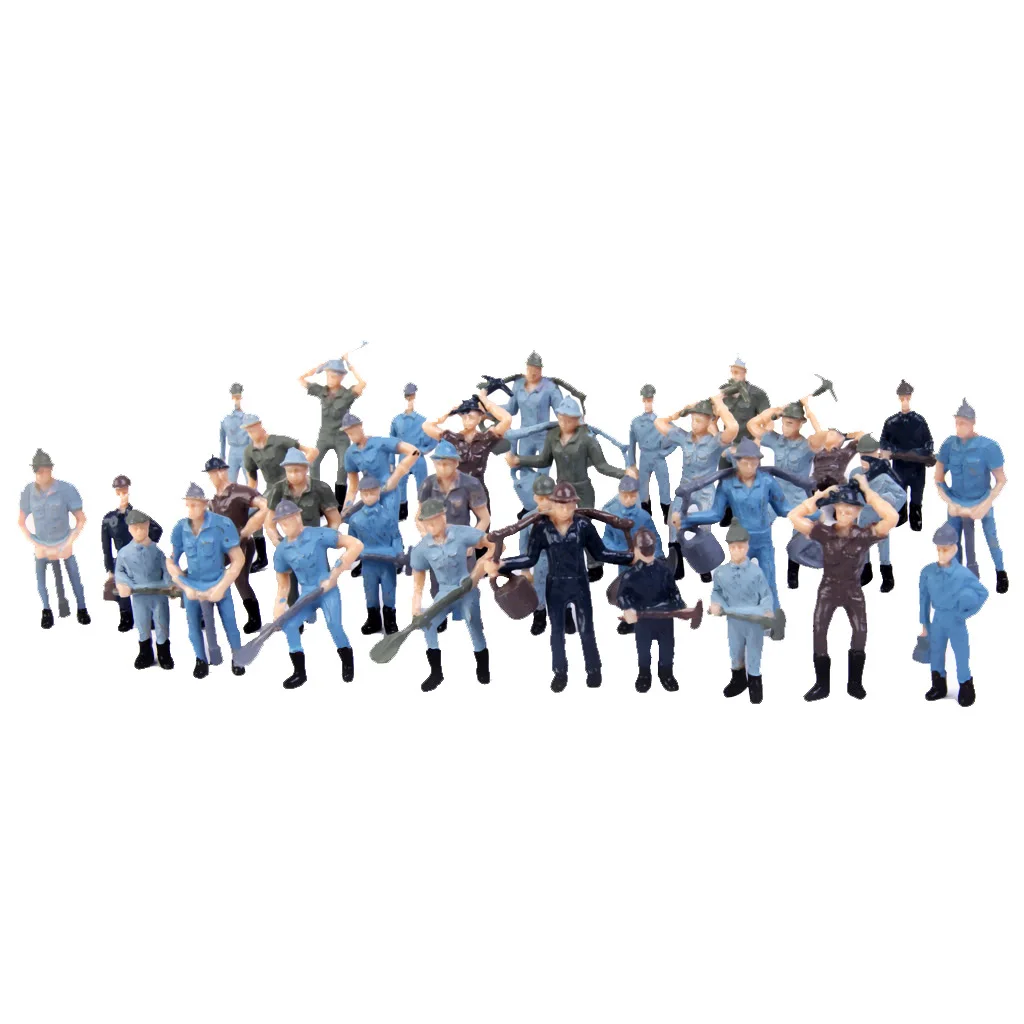 50pcs Railroad Track Workers Figure Set Railway Train Layout  Painted Mixed Model Train Railway People Figures 1:42 HO Scale