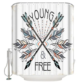 

Arrow Feather Pattern Retro Style Waterproof Shower Curtain Home Decoration Shower Curtain Bathroom Accessories