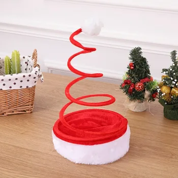 

WZCX Spiral Pompom Unisex Christmas Hat Fashion New Cosplay Red White Stitching Holiday Props Christmas Gifts Spring Cap