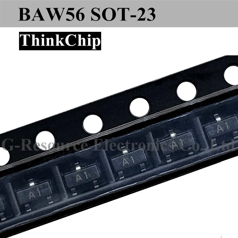 

(100 шт.) BAW56 СОТ-23 SMD малого сигнала быстрое переключение диоды для подавления переходных скачков напряжения 200mA 70V (маркировка A1)