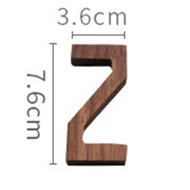 Black Walnut Wall English Alphabet Numbers Combination House Cafe Bar DIY Adhesive Wooden Decoration Letters Numbes Z