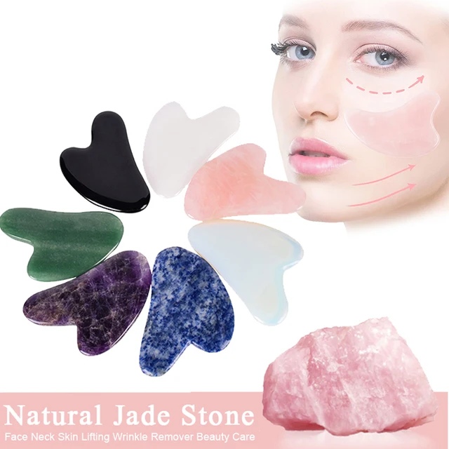 Multicolor Natural Jade Facial Beauty Scraping Massage Tools Firm Skin Care Face Gua Sha SPA Physical