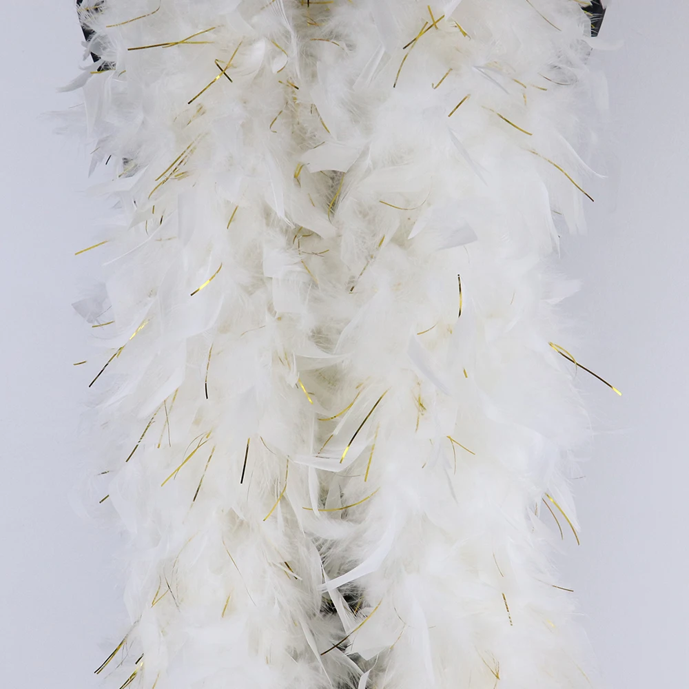 White-Turkey-feather-Gold-wire-boa-Ribbon-DIY-Clothing-Dress-Accessories-Wedding-Party-Decoration-feathers-Crafts (4)