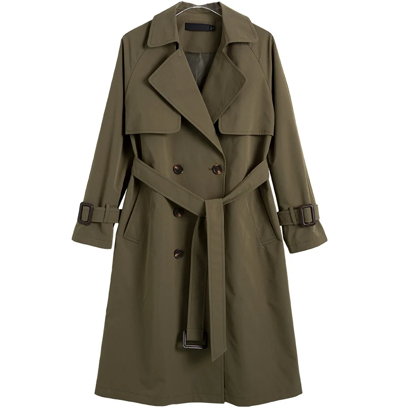 Пальто женское ветровка большого размера плащи Дамская одежда Тренч длинное пальто feminino Мода Осень Зима XXL - Цвет: Green