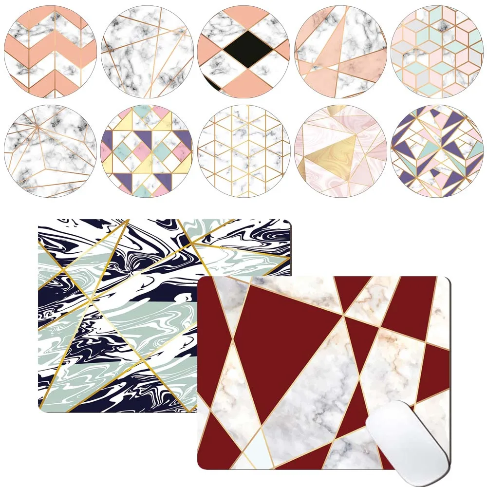 

PU Leather Computer Mouse-pad Anti-slip Waterproof Geometry Pattern Mouse Mat Game Mousepad