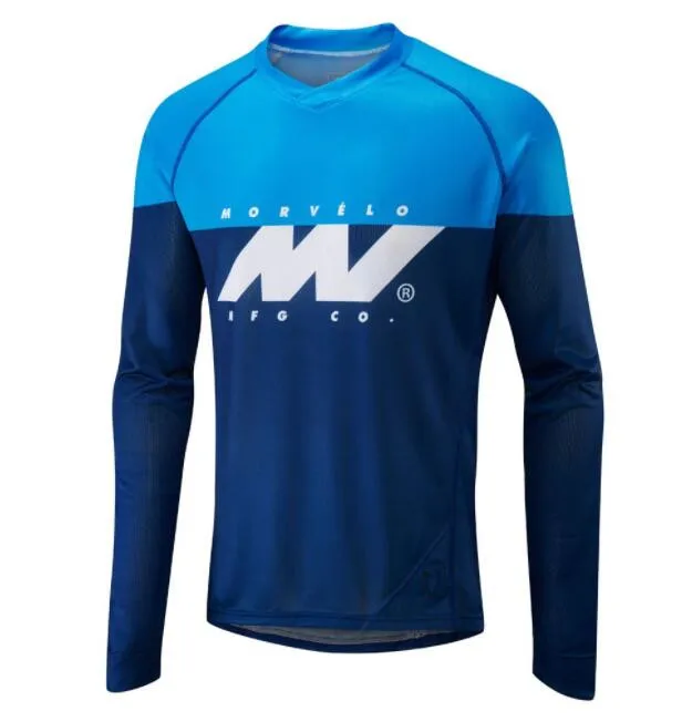 

New Morvelo MTB Motocross Blue DH MX Jersey Men's Long sleeve T-shirts Mountain Bike Cycling Jersey Motorcycle Cycling Jersey
