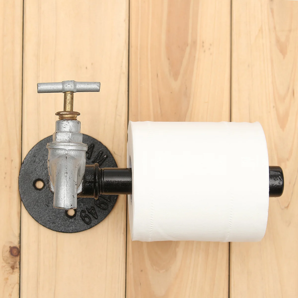 Промышленные железные туалетные трубы бумажные салфетки в рулонах держатель рулона кран стиль деревенский настенный держатель бумаги держатель для ванной комнаты