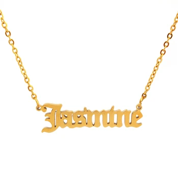 

Jasimine Name Necklace For Girls Rose Gold Stainless Steel Chain Fashion Jewelry Nameplate Choker Necklaces
