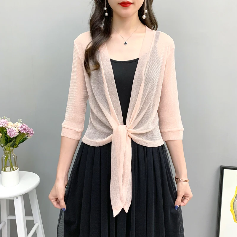 5307 여름 자외선 차단 코트, 섹시한 얇은 겉옷, 여성 가디건, 기모노 재킷, 여성 메쉬, 빛나는 시스루 코트