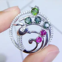 Натуральный турмалин Павлин Стиль ожерелье кулон 925 sterlng серебро 0.25ct* 6 шт драгоценный камень# Q910226