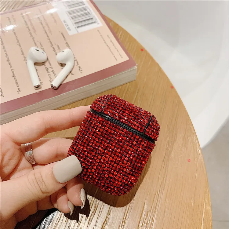 DHL роскошный 3D Bling Алмазы Жесткий Чехол для Apple Airpods защитный беспроводной Bluetooth наушники аксессуары крышка зарядная коробка - Цвет: red