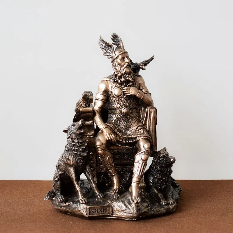 Скандинавская мифологическая статуя Эзира короля богов Одина из смолы Art&Craft креативная статуя Кофейня мифологическая фигурка украшения X3620 - Цвет: Цвет: желтый