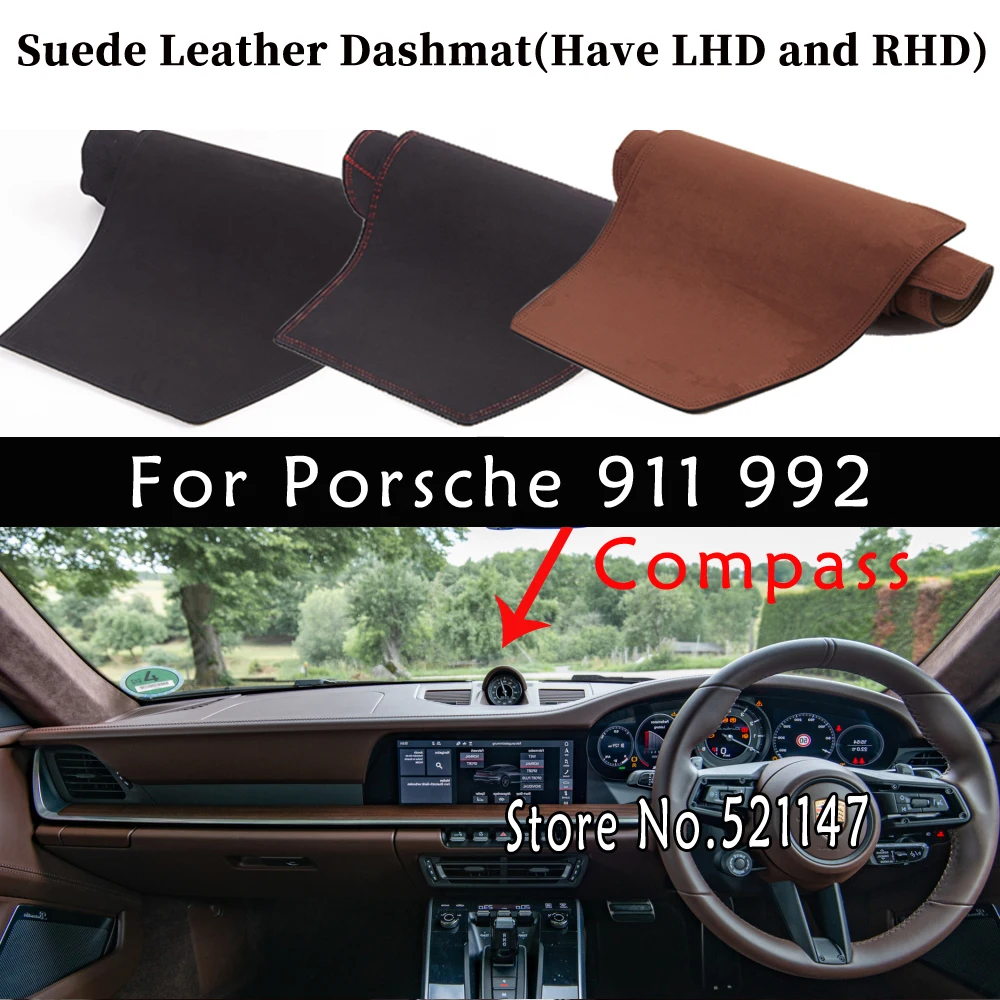 Accessori Car-Styling Tappetino Per Cruscotto In Pelle Scamosciata Copertura Per Cruscotto Tappetino Per Cruscotto Tappeto Per Porsche 911 992 2020 20