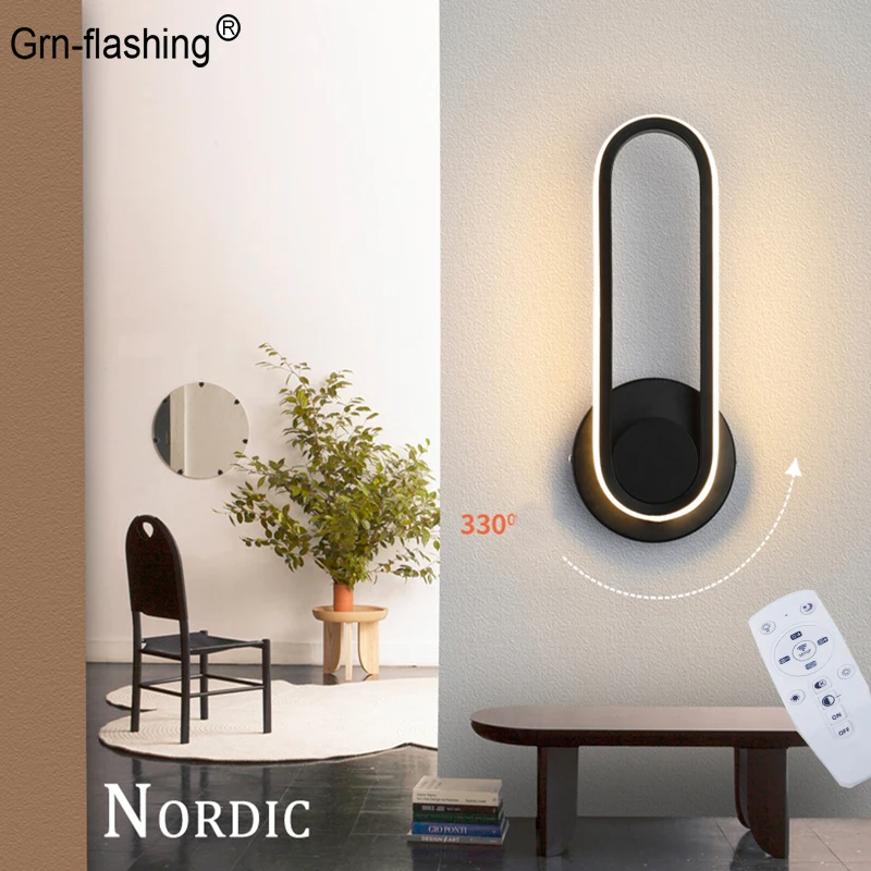 WirelessRemoteControlWallLamp12W3ColorModernFixtureNordic